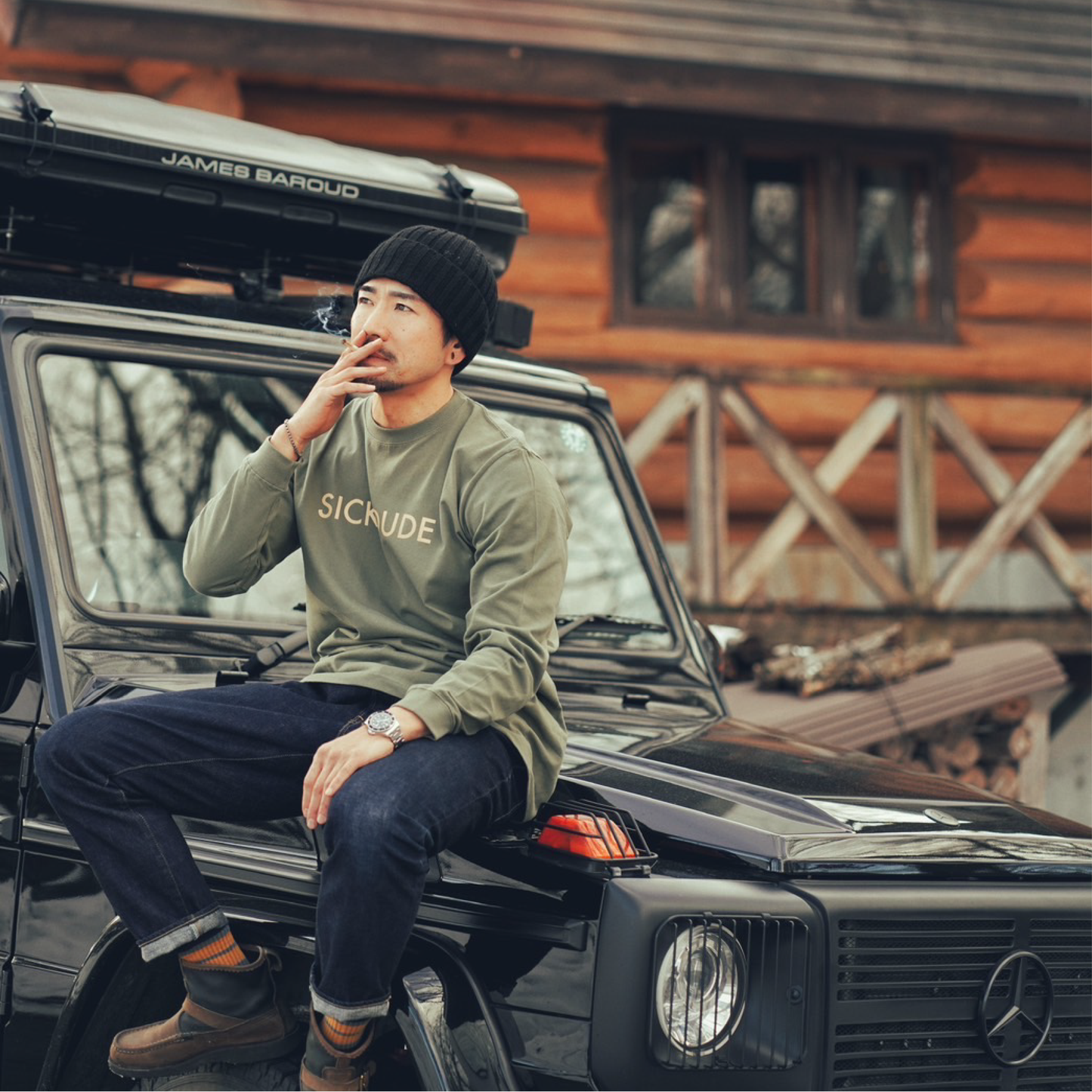 SICK DUDE long sleeve tee(light olive)