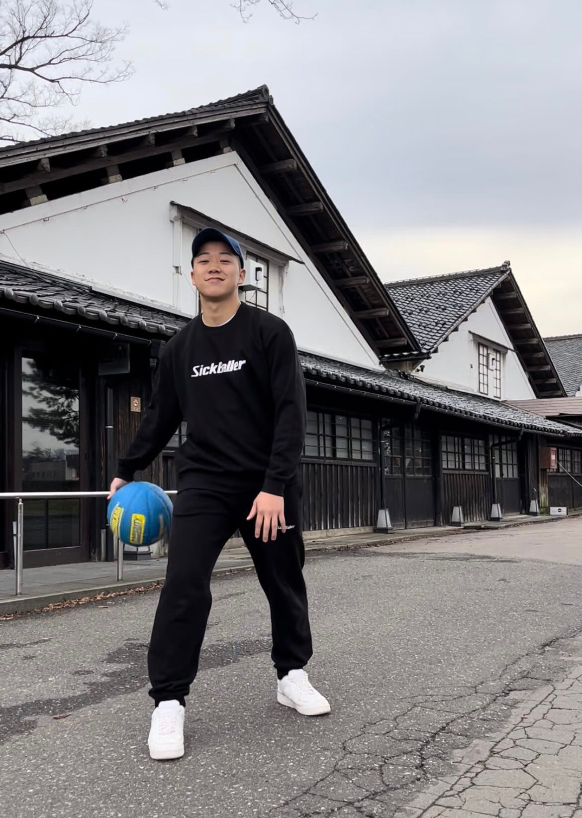 Logo printed crew neck(black/white)