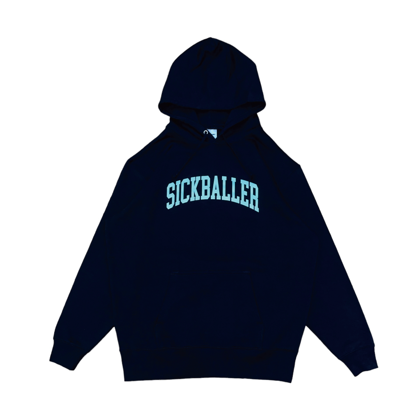 College logo hoodie(black/ice blue)