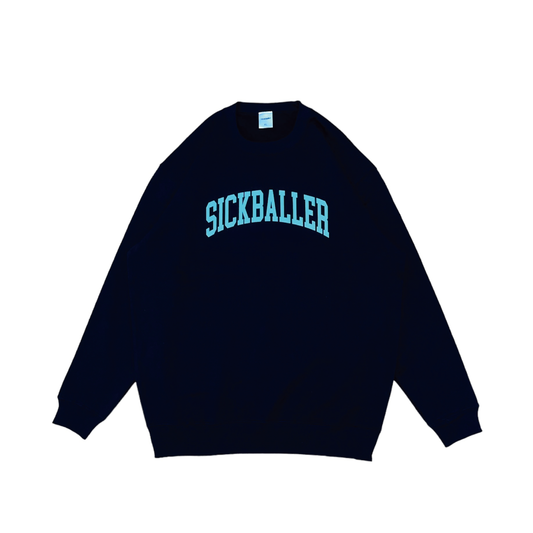 College logo crew neck(black/ice blue)