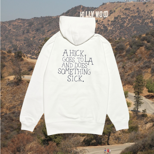 "A HICK" hoodie LA style(white)