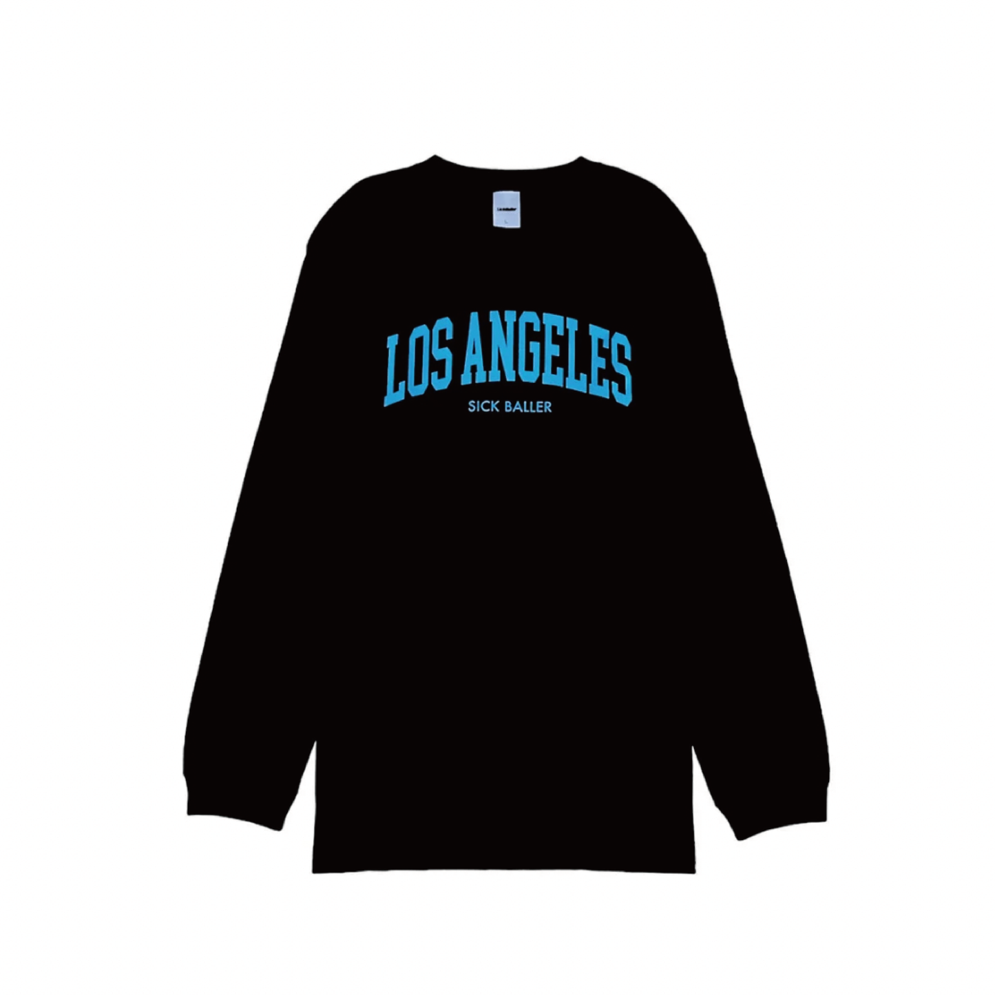 LA college logo L/S tee(black/hello blue) ”LA style”